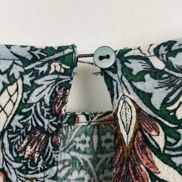 H&M x William Morris & Co 10 Floral Print Top Blouse Green Blue Burgundy - Picture 11 of 12